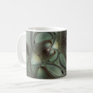 Mug Abstrait Olive Sage Green Grey Fractal Art Imagina