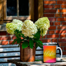 Abstrait orange magenta rose géométrique avec nom