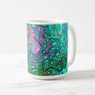 Mug Abstrait Rétro Liquide Tourbillon Groovy Aigue-Mar