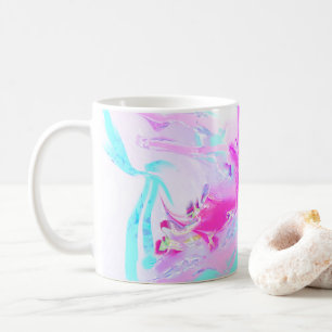 Mug Abstrait rose et bleu ondulé