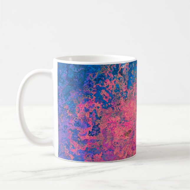 Mug Abstrait, rose, violet et bleu, encre d'alcool (Gauche)