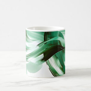 Mug Abstrait Traits de Pinceau Vert Minimal Moderne