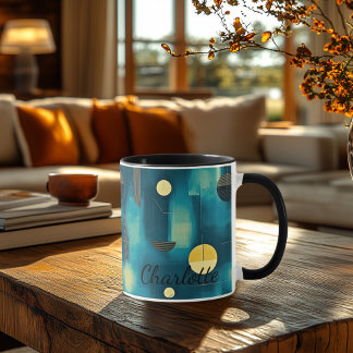 Mug Abstrait Turquoise moderne - Artiste personnalisé
