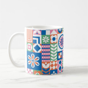 Mug Abstraite carte florale. Motif folklorique incompa