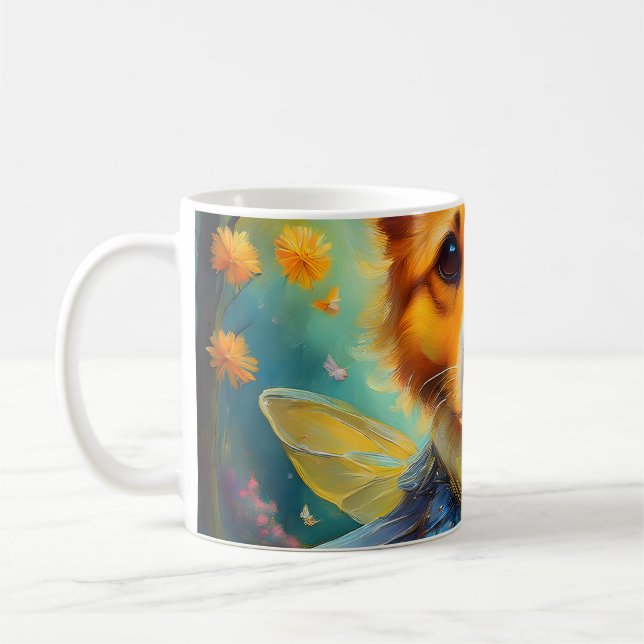 Mug Abstraite peinture à l'huile d'un chien posant pou (Gauche)