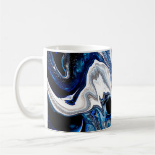 Mug Abstraite texture liquide en blanc argenté