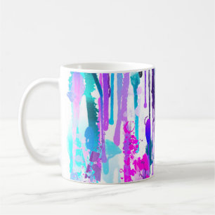 Mug Abstraits gouttes d'aquarelle bleu turquoise rose