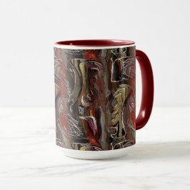 Mug Abstrato entalhado em mogno e vermelho escuro