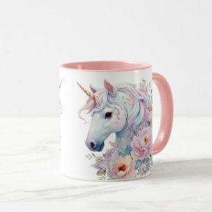 Mug Accents Floraux Licorne Fantaisistes Pastel