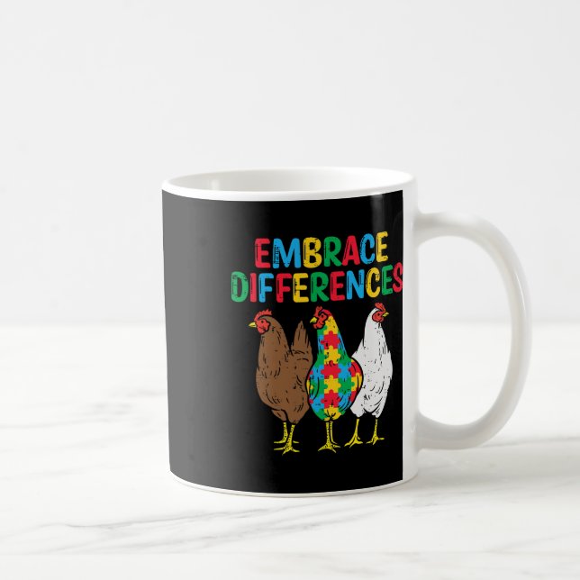 Mug Accepter les différences 3 Poulets Puzzle Autisme  (Droite)