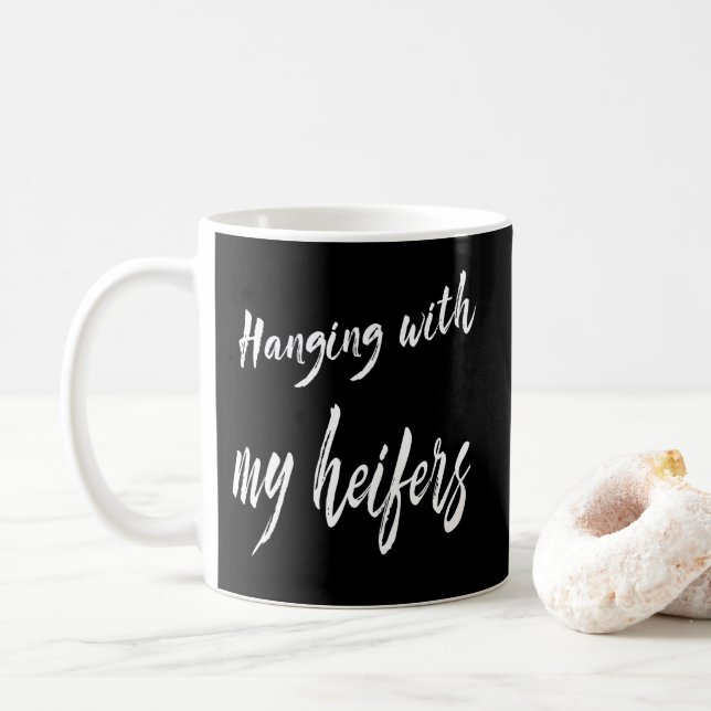 Mug Accrocher avec mes génisses Vache de vache (Avec donut)