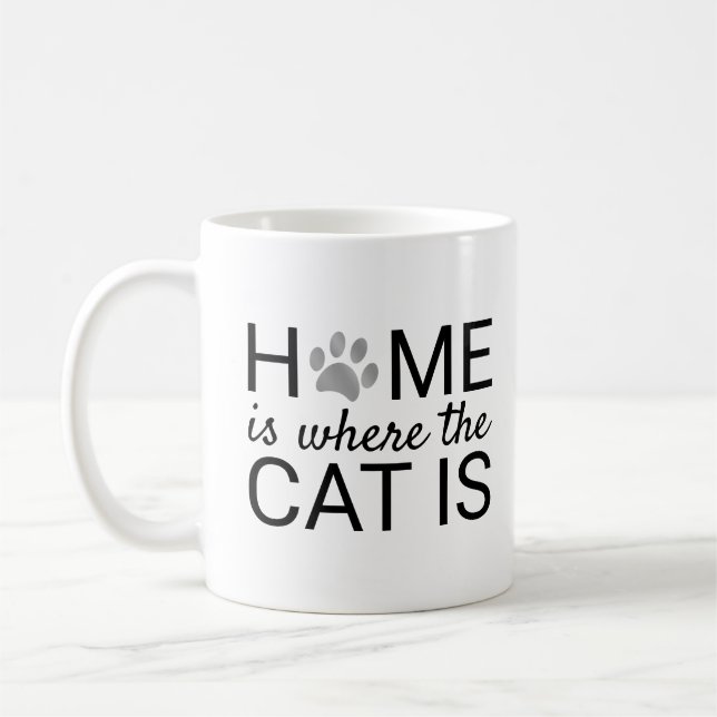 Mug Accueil C'Est Là Que Le Chat Est Empreintes de pat (Gauche)