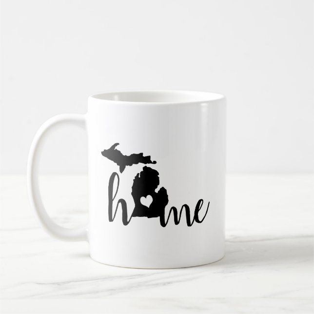 Mug Accueil C'Est Là Que Le Coeur Est Michigan Silhoue (Gauche)