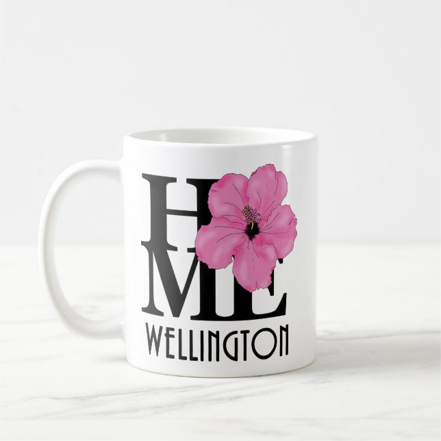 Mug ACCUEIL Hibiscus rose Wellington 11oz (Gauche)