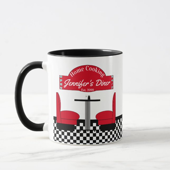 Mug Accueil Nom de la Cuisine Chef Diner Coupes rétro (Gauche)