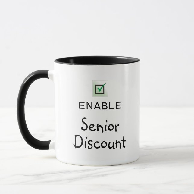 Mug Activer la remise senior Drôle Citation de café Mu (Gauche)
