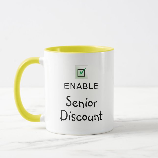 Mug Activer la remise senior Drôle Citation de café Mu (Gauche)