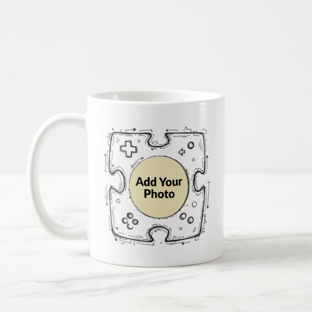 Mug Add Your Photo Gamer Controller Doodle Frame  (Gauche)