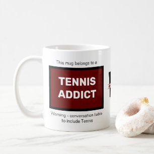 Mug Addicateur De Tennis Ajoutez Votre Nom Monogramme