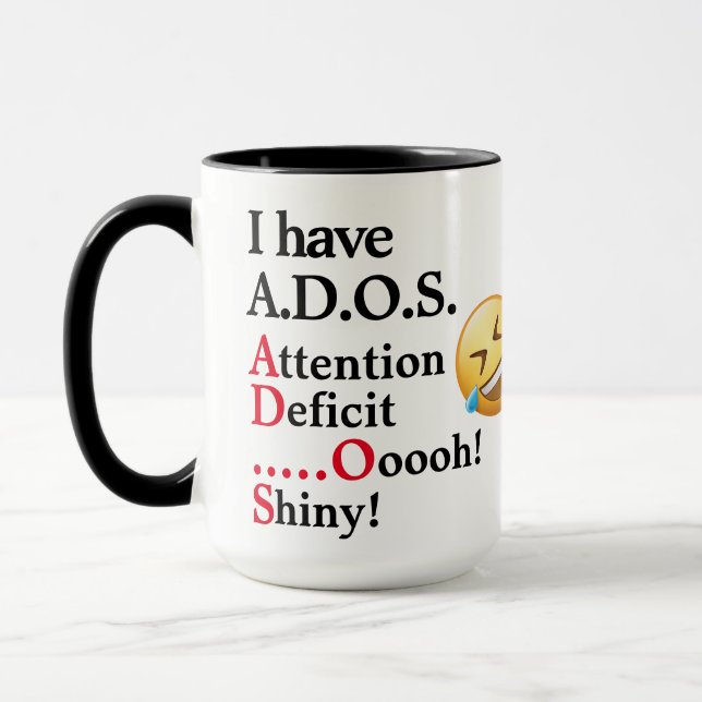 Mug ADHD Joke Funny Office Café, Thé, Céramique de cac (Gauche)
