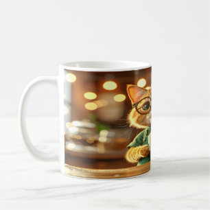 Mug Adorable 3D Render of a Ginger Cat Barista Holding