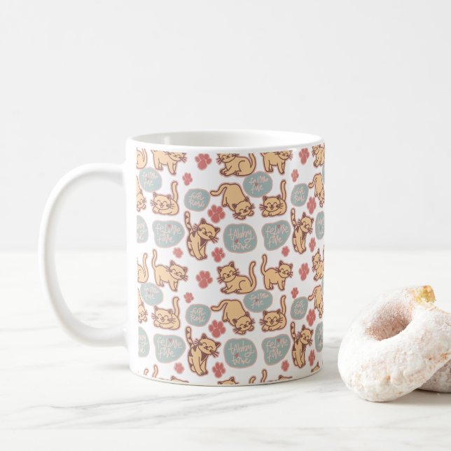 Mug Adorable Amoureux des chats Kitten Répéter le Moti (Avec donut)