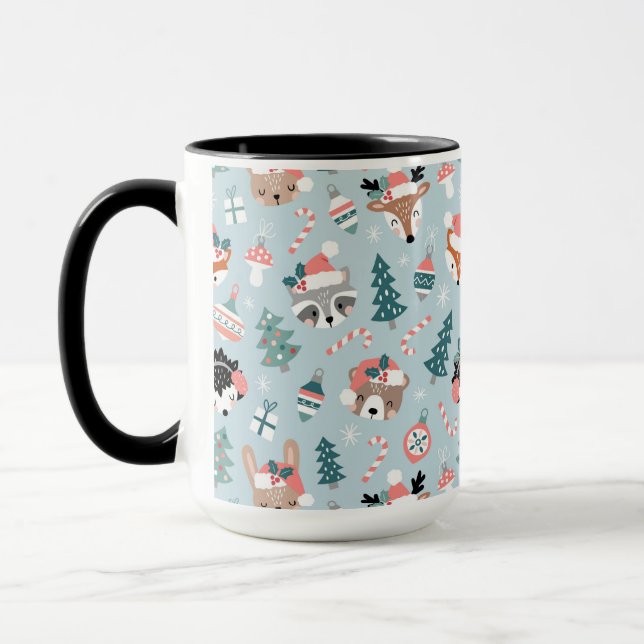 Mug Adorable Bois Noël Animal Visages Motif (Gauche)