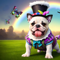 Adorable Bulldog Chiot Surreal Imaginaire Art