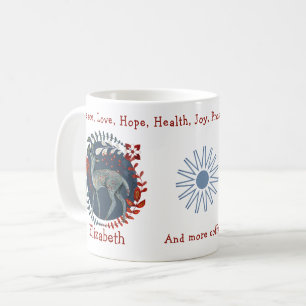 Mug Adorable Cerf Bleu Et Plantes. Unique Et Drôle