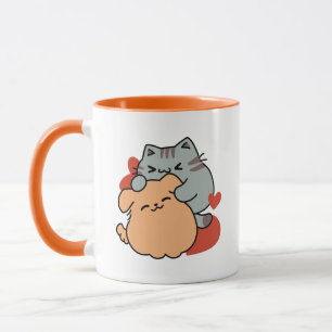 Mug Adorable chat et chien Hug - Meow & Woof Design