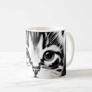 Mug Adorable chat noir blanc chaton voix cadeau