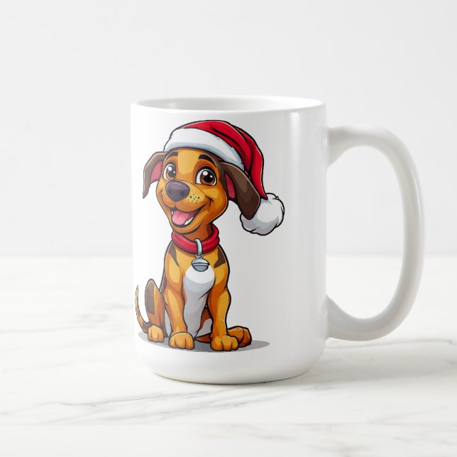 Mug Adorable chien de dessin avec chapeau de Père Noël (Droite)