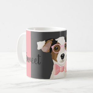 Mug Adorable chien Terrier avec lunettes et cravate ar