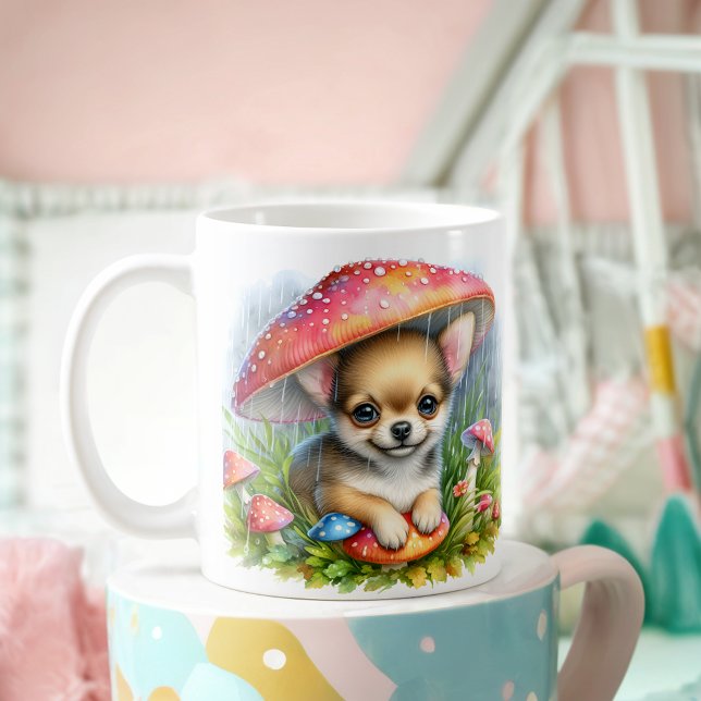 Mug Adorable Chihuahua chiot sous parapluie de champig (Créateur téléchargé)