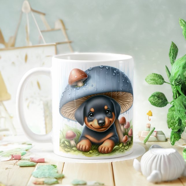Mug Adorable Chiot Doberman Sous Parapluie De Champign (Créateur téléchargé)