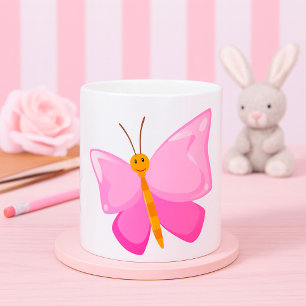 Mug adorable Papillon de dessin rose