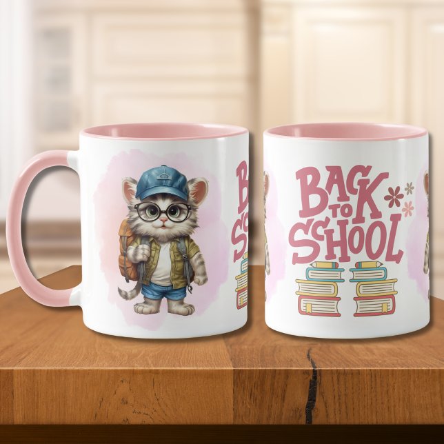 Mug Adorable Retour À L'École Chat Portant Sac À Dos (Créateur téléchargé)