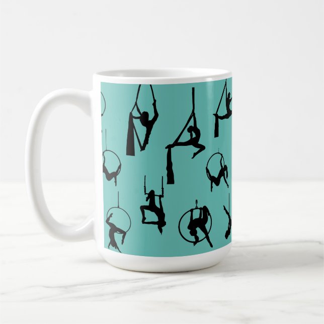 Mug Aérialist Silks Lyra silhouettes aqua (Gauche)
