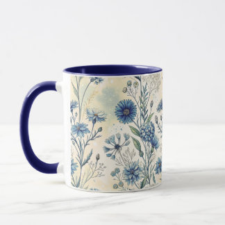 Mug Aesthetic Blue Wildflowers