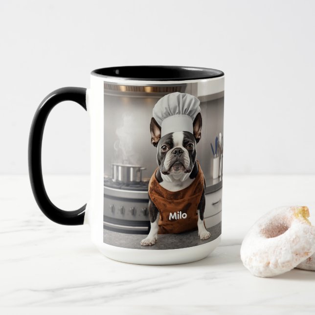 Mug Affectionate Boston Terrier Personalized (Avec donut)
