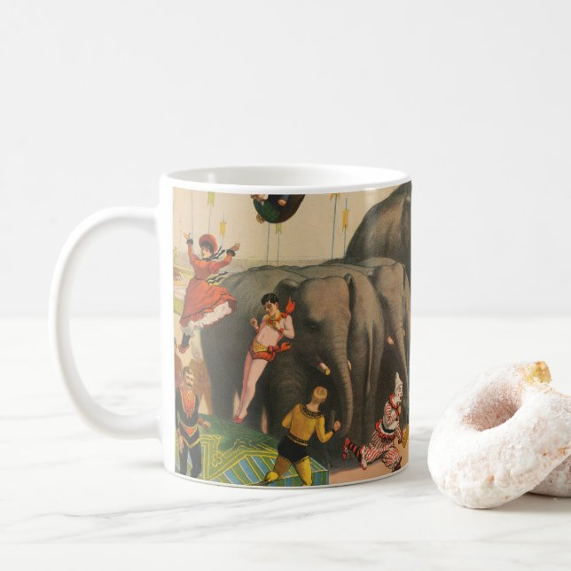 Mug Affiche De Cirque D'acrobates Qui Sautillent Sur L (Avec donut)