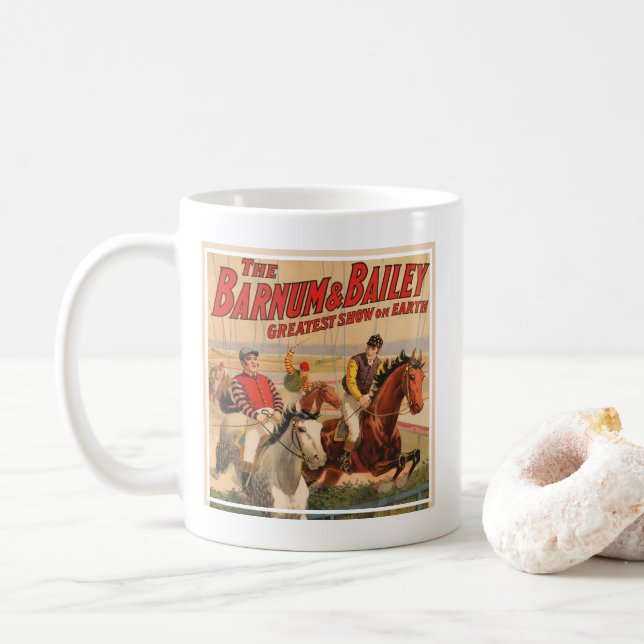 Mug Affiche De Cirque De Jockeys Sur Les Chevaux Qui S (Avec donut)