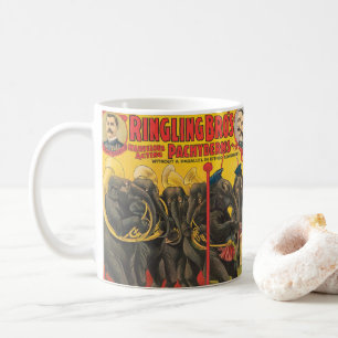 Mug Affiche De Cirque D'Éléphants Qui Se Déroulent