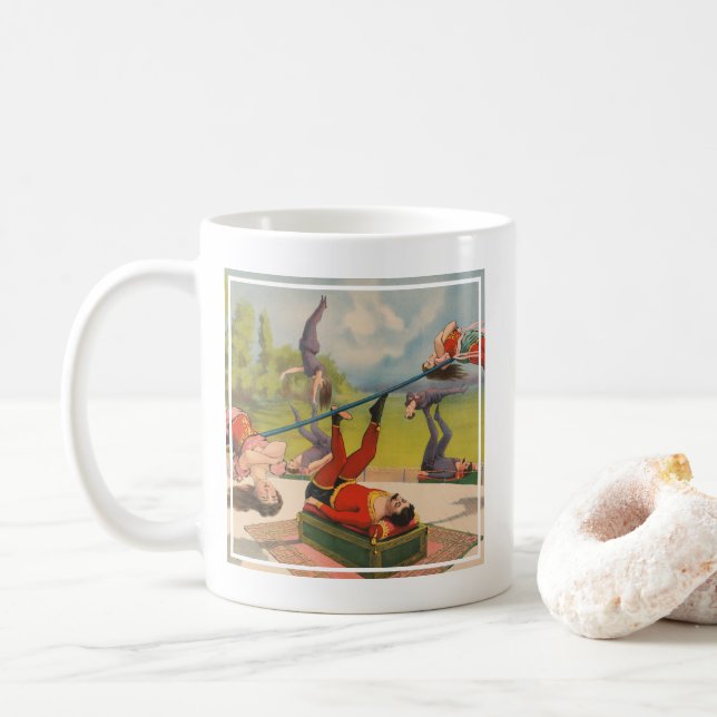 Mug Affiche de cirque montrant des actes acrobatiques, (Avec donut)