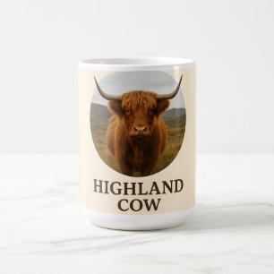 Mug Affiche de portrait de vache des Highlands avec "V