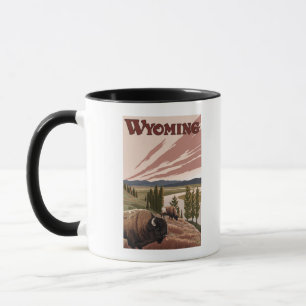 Mug Affiche de Vintage voyage de bison de la rivière