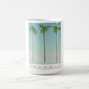 Mug Affiche de voyage à Miami, Floride avec des palmie