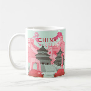 Mug Affiche de voyage à Pékin Chine Art vert menthe,