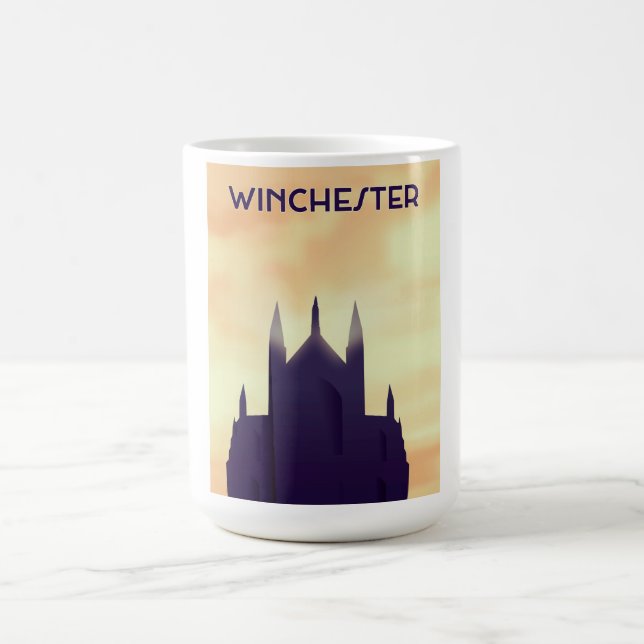 Mug affiche de voyage de la cathédrale de Winchester i (Centre)