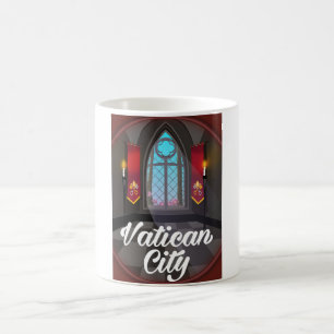 Mug Affiche de voyage de la ville du Vatican en dessin